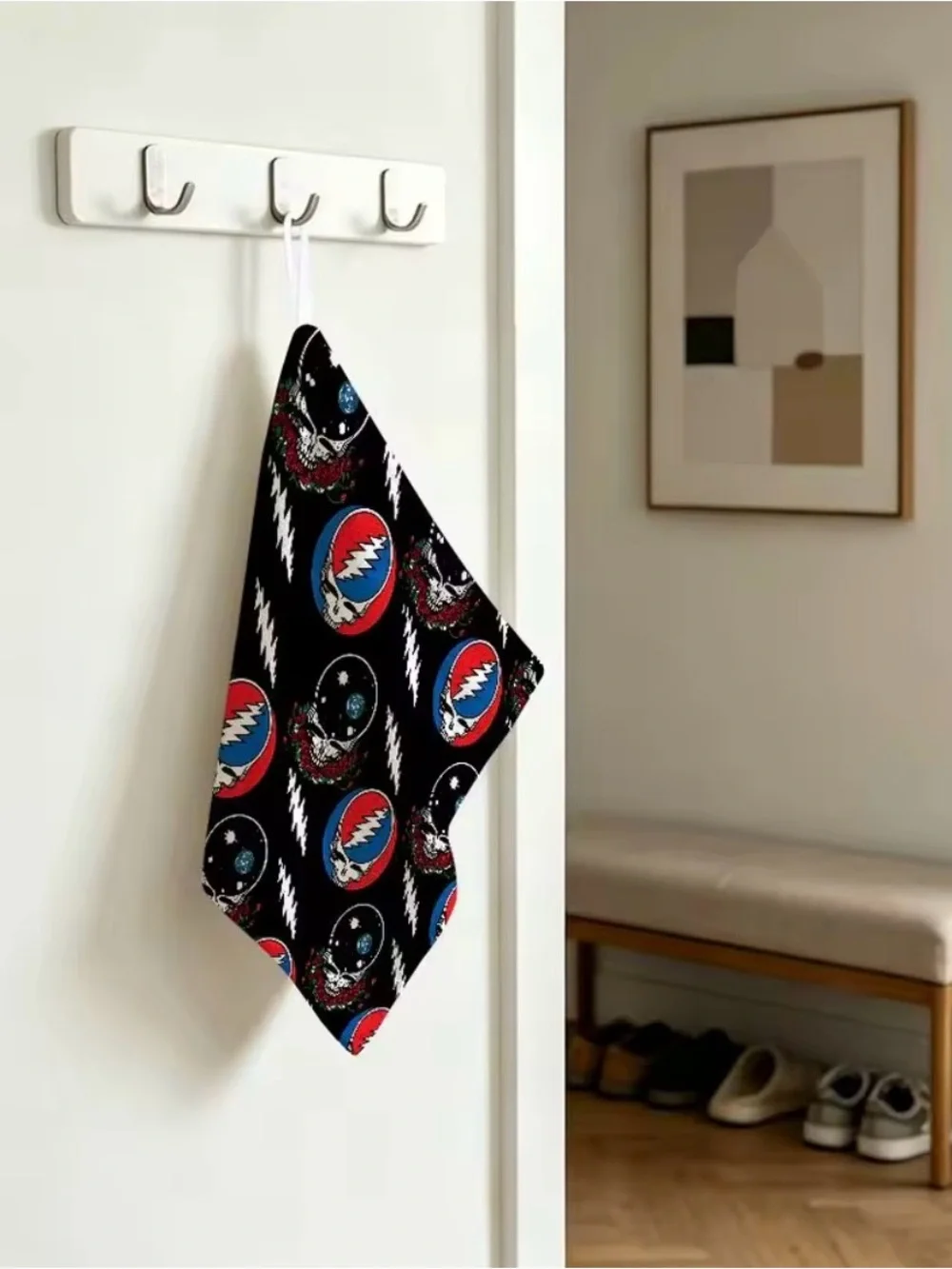 Grateful Dead Hanging Kitchen Towel, Polyester Cotton Material, Wear Resistant